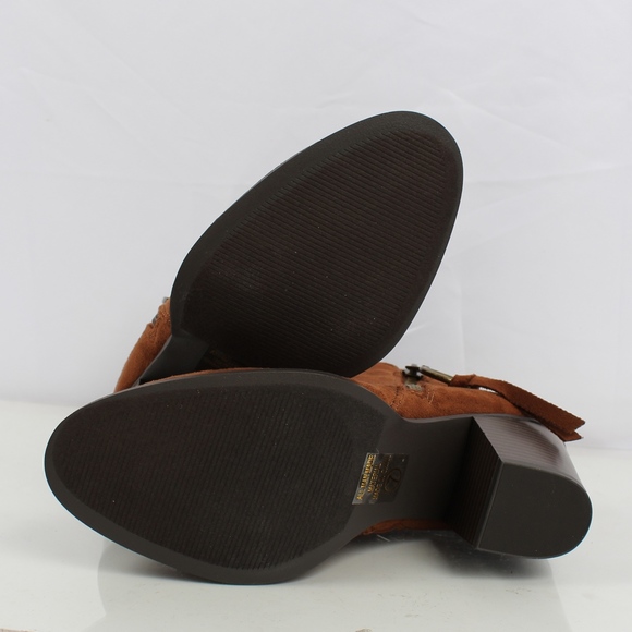 Cognac Zipper Stacked Heel Ankle Boot - Picture 6 of 8